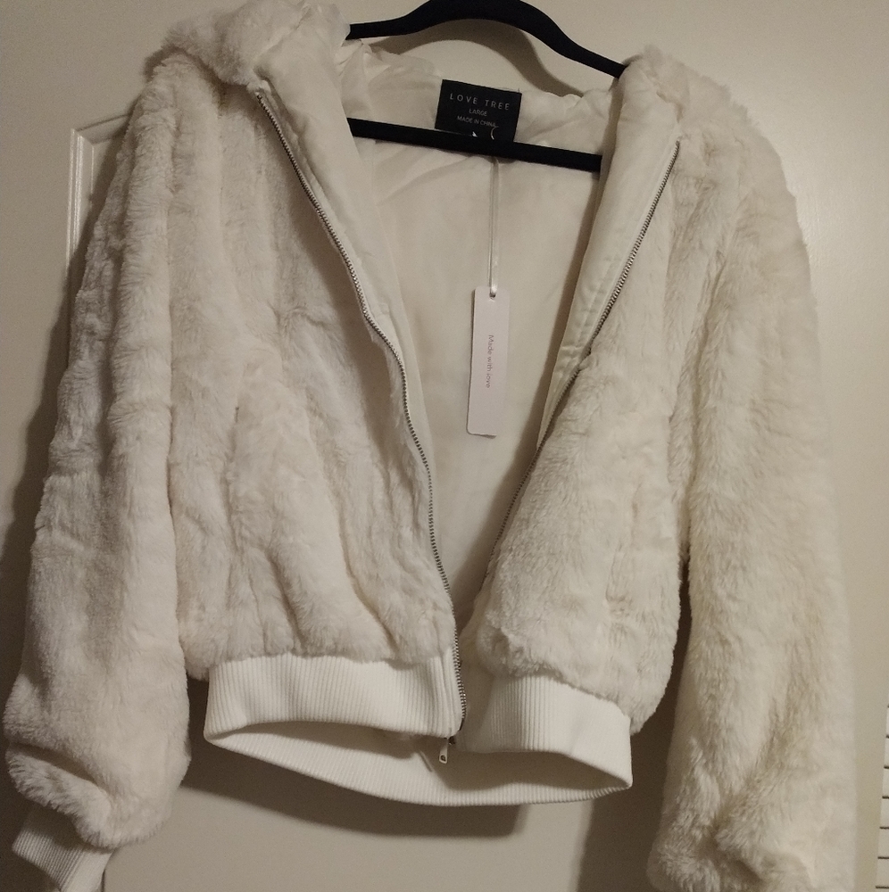 Love Tree faux fur jacket